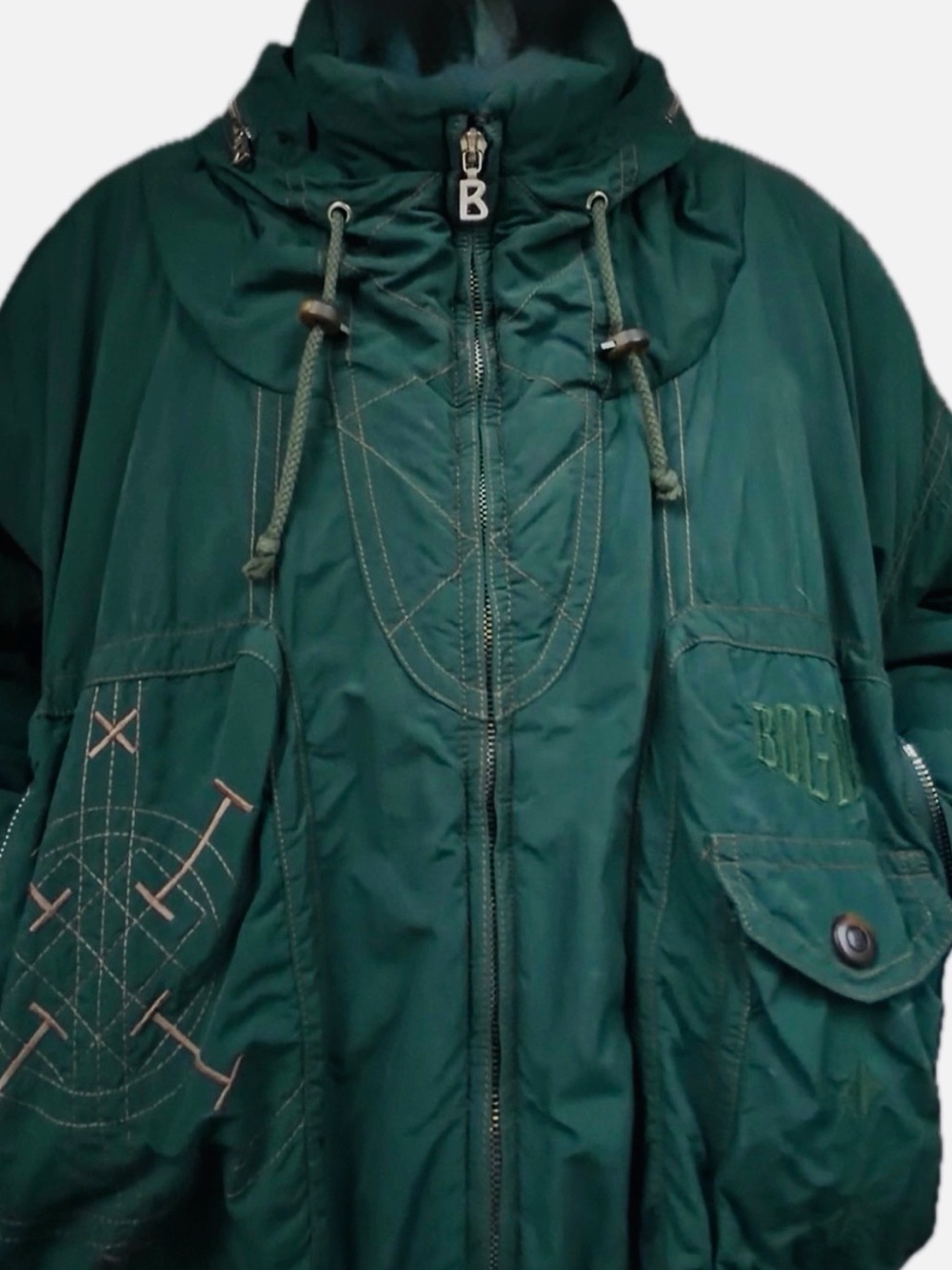 Bogner Forest Green Hooded Ski Jacket with Embroidered Details